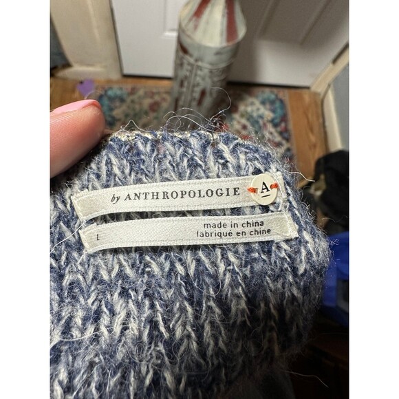 Anthropologie Theia Striped Metallic V-Neck Wool Alpaca Blend Sweater - Picture 4 of 6